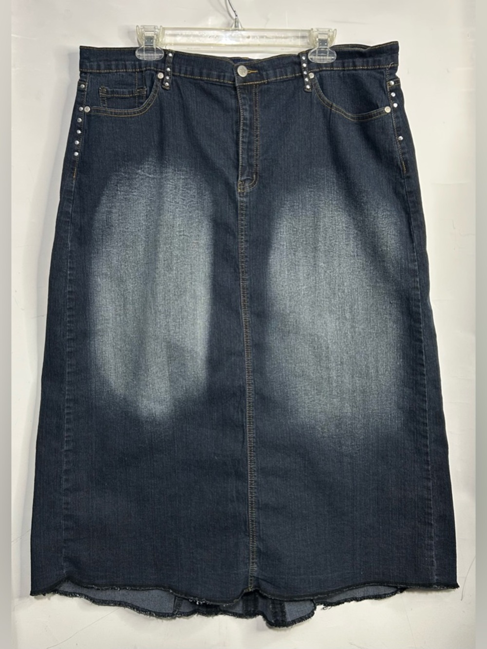 Zoey Beth Vintage Y2K Denim Raw Hem Skirt 2X